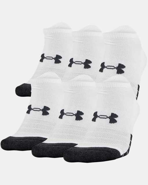 Mens UNDER ARMOUR Quarter Ankle Socks BIG TALL 3prs White Sz:XL 12-16 